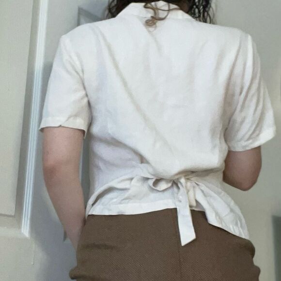 Vintage Anna and Frank Silk Button Up Blouse Size Medium Cream - Picture 5 of 5